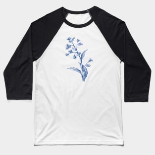 Forget-me-nots Blue Flower Botanical Illustration Baseball T-Shirt